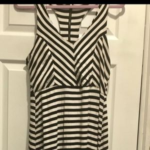 BOGO 💥 Monteau cream and white striped v neck maxi dress